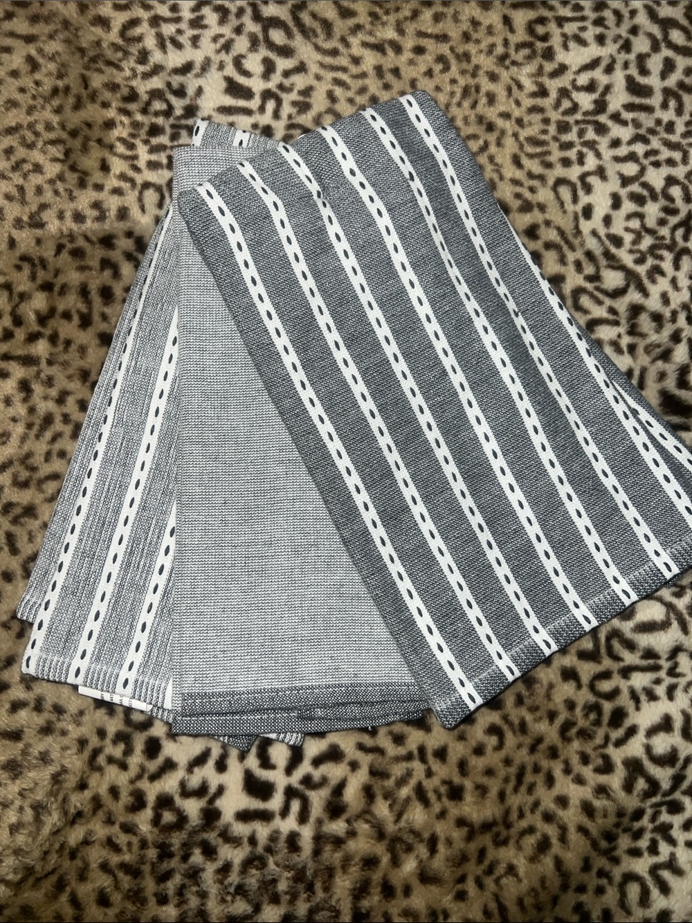 The Spring Shop Gray and White Striped Kitchen Towels- set of 3